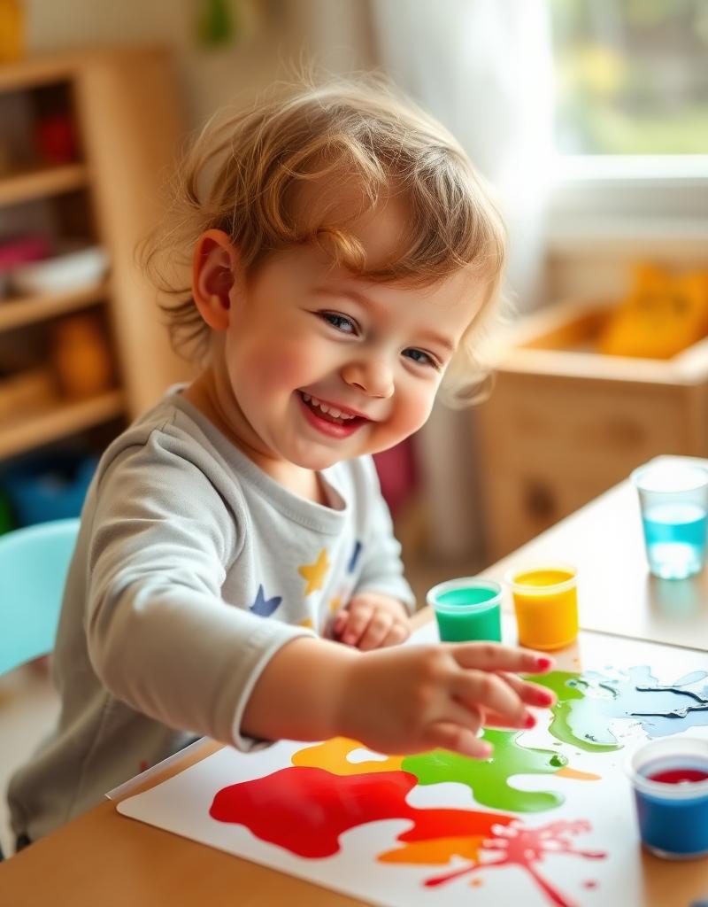 Child finger painting